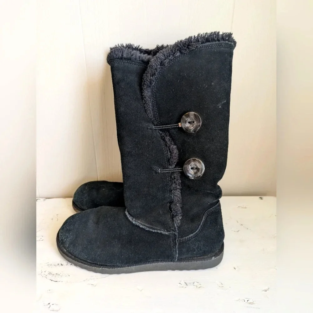 Suede Winter Boots‎ with Faux Fur Lining in Black size 9 Winter Cozy Warm